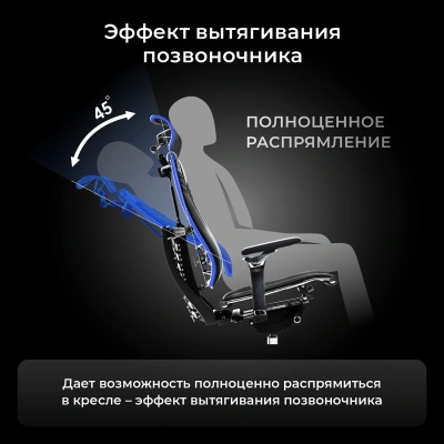 Кресло руководителя эргономичное Метта Yoga Spine Triumph L2 (M06) черный сиденье черный сет./экокожа с подголов. крестов.5-луч. металл хром
