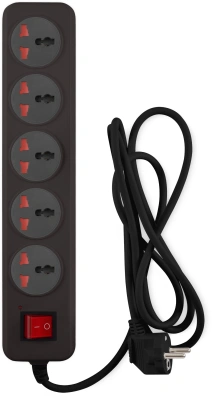 Сетевой фильтр Buro 500UNH-1.8-BG 1.8м (5 розеток) черный/серый (коробка)