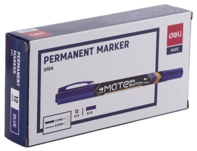 Маркер перманентный Deli EU10430 Mate двойной пиш. наконечник 0.5-1мм синий