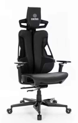 Кресло Cactus CS-CHR-DUO-BBK черный искусственная кожа с подголов. крестов. алюминий пластик черный