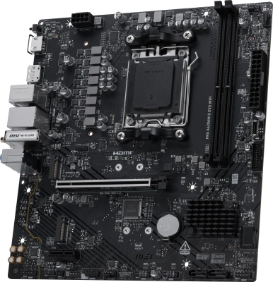 Материнская плата MSI PRO A620AM-G EVO WIFI Socket AM5 AMD A620A 2xDDR5 mATX AC`97 8ch(7.1) 2.5Gg RAID+VGA+HDMI+DP