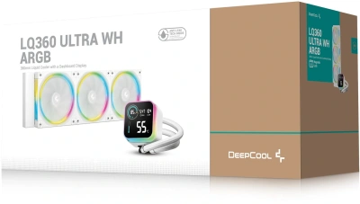 Система водяного охлаждения Deepcool LQ360 Ultra ARGB Soc-AM5/AM4/1200/1700/1851 белый 4-pin 32dB Al LCD 350W 1900gr Ret (R-LQ360-WHASMC-G-1)