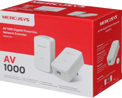 Сетевой адаптер HomePlug AV Mercusys MP500 KIT AV1000 Gigabit Ethernet (упак.:2шт)