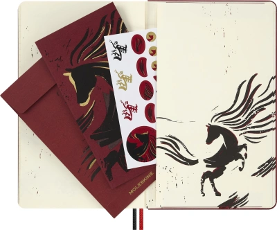 Блокнот Moleskine LIMITED EDITION ГОД ЛОШАДИ LECNYHRSQP060B 130х210мм обложка текстиль 176стр. линейка бордовый