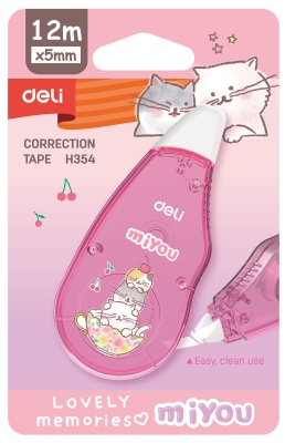 Лента коррект. Deli EH354 12мx5мм ассорти корпус белый блистер