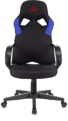 Кресло игровое Zombie RUNNER черный/синий ткань/эко.кожа крестов. пластик