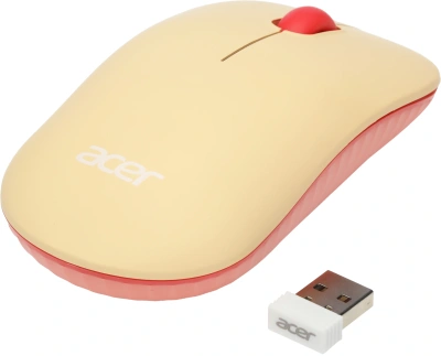 Мышь Acer OMR205 розовый/бежевый оптическая 1200dpi беспров. USB для ноутбука 3but (ZL.MCEEE.02L)