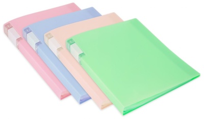 Папка с 40 прозр.вклад. Бюрократ Минерал GEM40PIN A4 пластик 0.7мм торц.карм с бум. встав розовый аметист