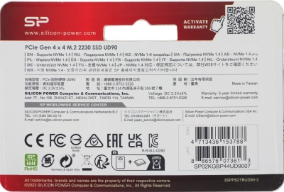 Накопитель SSD Silicon Power PCIe 4.0 x4 2TB SP02KGBP44UD9007 M-Series UD90 M.2 2230