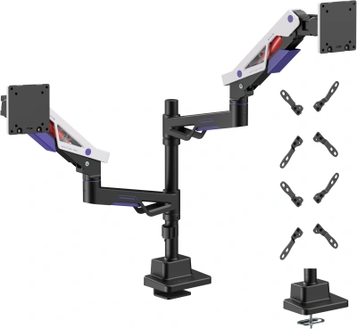 Кронштейн для мониторов Ultramounts UM742BW черный/белый 24"-57" макс.27кг крепление к столешнице поворот и наклон