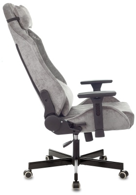 Кресло игровое Knight N1 Fabric серый Light-19 с подголов. крестов. металл