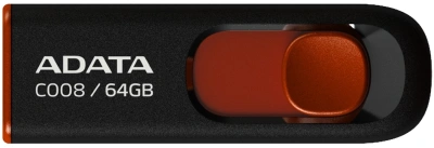 Флеш Диск A-Data 64GB Classic C008 AC008-64G-RKD USB2.0 красный/черный