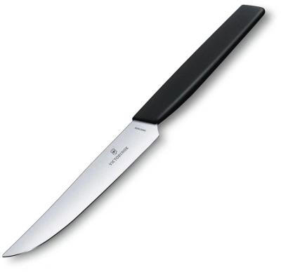 Нож кухонный Victorinox Swiss Modern (6.9003.12) стальной столовый для стейка лезв.120мм прямая заточка черный