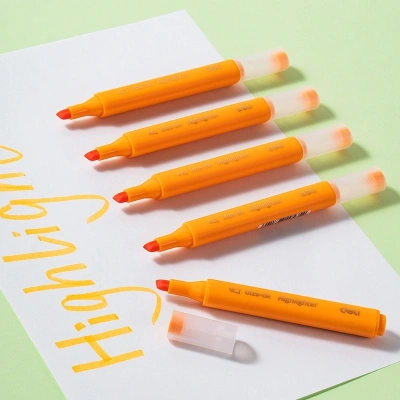 Текстовыделитель Deli EU12S-OR скошенный пиш. наконечник 1-5мм оранжевый коробка картонная