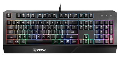 Клавиатура MSI Vigor GK20 RU черный USB Multimedia for gamer LED (подставка для запястий) (S11-04RU230-CLA) кабель 1.8м