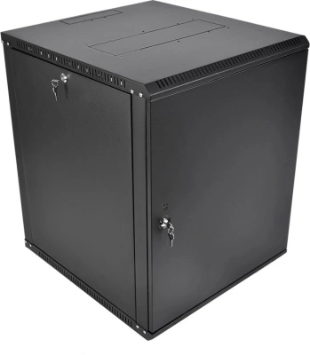 Шкаф коммутационный ЦМО ШРН-Эконом (ШРН-Э-15.650.1-9005) настенный 15U 600x650мм пер.дв.стал.лист 65кг черный 600мм 26.1кг 180град. 749мм IP20 металл