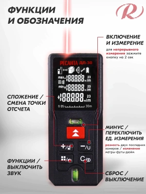 Лазерный дальномер Ресанта ДЛ-30 2кл.лаз. 635нм (61/10/519)