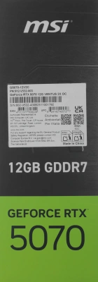 Видеокарта MSI PCI-E 5.0 RTX 5070 12G VENTUS 2X OC NVIDIA GeForce RTX 5070 12Gb 192bit GDDR7 2542/28000 HDMIx1 DPx3 HDCP Ret