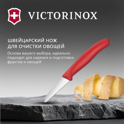 Нож кухонный Victorinox Swiss Classic 6.7301.C1 стальной разделочный для чистки овощей и фруктов лезв.60мм прямая заточка красный