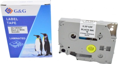 Картридж ленточный G&G GG-TZES221 черный на белом 9x8 для Brother 1010/1280/1280VP/2700VP