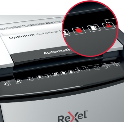 Шредер Rexel Optimum AutoFeed 130X черный с автоподачей (секр.P-4) фрагменты 130лист. 44лтр. скрепки скобы пл.карты