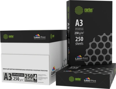 Бумага Cactus CS-LPA3250250 A3 марка A/250г/м2/250л./белый CIE170% для лазерной печати
