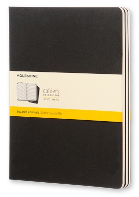 Блокнот Moleskine CAHIER JOURNAL QP322 XLarge 190х250мм обложка картон 120стр. клетка черный (3шт)