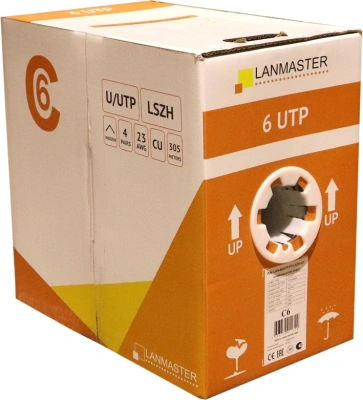 Кабель информационный Lanmaster LAN-6EUTP-PT-LSZH-GY кат.6 UTP 4 пары 23AWG LSZH внутренний 305м серый