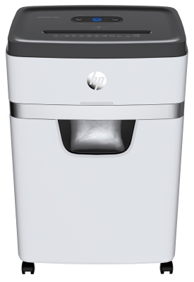 Шредер HP OneShred 18CC белый С-4 фрагменты 18лист. 25лтр. скрепки скобы пл.карты
