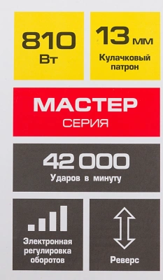 Дрель ударная Зубр ДУ-810 ЭРМ2 810Вт патрон:кулачковый реверс