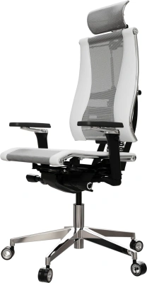 Кресло руководителя эргономичное Метта Yoga 4DF B2-14D - YM93+Infinity светло-серый/белый сиденье светло-серый/белый экокожа/сетка с подголов. крестов.5-луч. металл хром