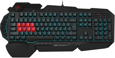 Клавиатура A4Tech B318 черный USB Multimedia for gamer LED (подставка для запястий) кабель 1.8м