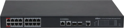 Коммутатор Dahua DH-S4220-16GT-190 16x100Мбит/с 2x1Гбит/с 2SFP 16PoE 190W управляемый
