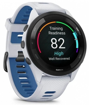 Смарт-часы Garmin Forerunner 265 33мм 1.3" AMOLED корп.черный/белый рем.белый (010-02810-11)