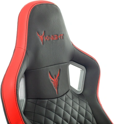 Кресло игровое Knight Outrider черный/красный ромбик экокожа с подголов. крестов. металл