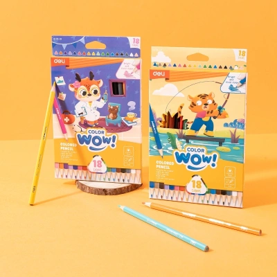 Карандаши цв. Deli EC138-18 Colorwow 3мм трехгран. 18цв. карт.кор. (18шт) 18 карандашей