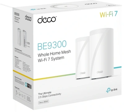 Бесшовный Mesh роутер TP-Link Deco BE65 (DECO BE65(2-PACK)) BE9300 100/1000/2500BASE-T белый (упак.:2шт)