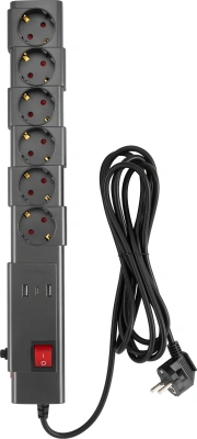 Сетевой фильтр Buro 600SPro-16-1.8-USB-G 1.8м (6 розеток) графитовый (коробка)