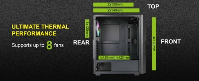 Корпус Azza Fighter черный без БП ATX 4x120mm 2x140mm 2xUSB2.0 1xUSB3.0 audio bott PSU