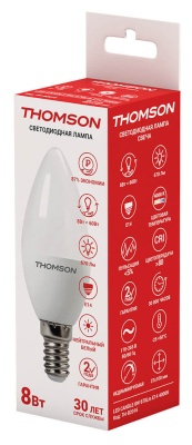 Лампа светодиодная Thomson Candle TH-B2016 8Вт цок.:E14 свеча 220B св.свеч.бел.нейт. C (упак.:1шт)