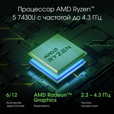 Ноутбук Digma Pro Fortis M Ryzen 5 7430U 16Gb SSD512Gb AMD Radeon Graphics 14.1" IPS FHD (1920x1080) Windows 11 Pro grey WiFi BT Cam 4250mAh (DN14R5-ADXW01)