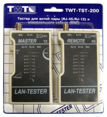 Тестер кабельный Lanmaster TWT-TST-200 белый/серый