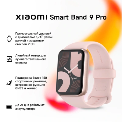Фитнес-трекер Xiaomi Smart Band 9 Pro AMOLED корп.:розовое золото рем.:розовый (BHR8714GL)