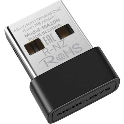 Сетевой адаптер Wi-Fi Mercusys MA20N AC650 USB 2.0 (ант.внутр.) 1ант.