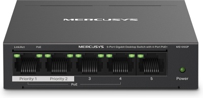 Коммутатор Mercusys MS105GP (L2) 5x1Гбит/с 4PoE+ 65W неуправляемый
