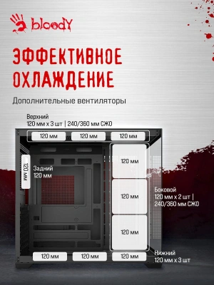 Корпус Bloody CC-122 черный без БП ATX 10x120mm 1xUSB2.0 1xUSB3.0 audio