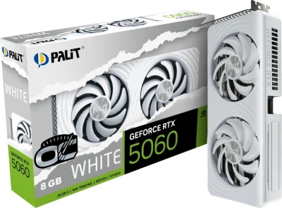Видеокарта Palit PCI-E 5.0 PA-RTX5060 WHITE OC NVIDIA GeForce RTX 5060 8Gb 128bit GDDR7 2280/28000 HDMIx1 DPx3 HDCP Ret