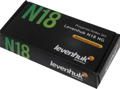 Набор микропрепаратов Levenhuk N18 NG 83предм. прозрачный/черный/оранжевый (29276)