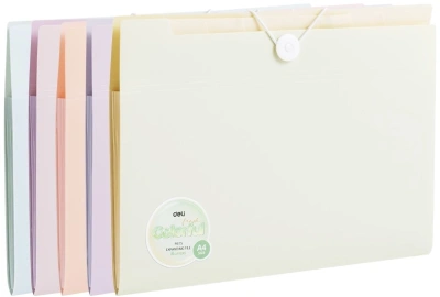 Папка-портфель Deli Colorful EF615 на резинке 8 отдел. A4 полипропилен ассорти