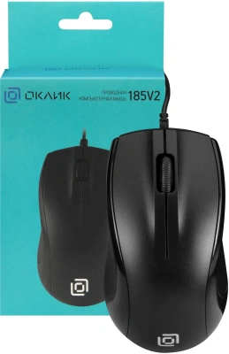 Мышь Оклик 185V2 черный оптическая 1200dpi USB для ноутбука 3but (1185962)